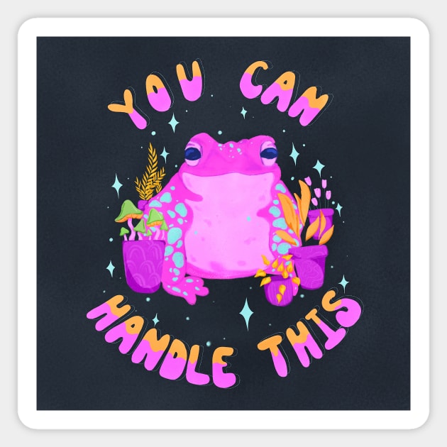 You Can Handle This - Pink Frog Sticker by rosiemoonart